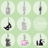 925 Sterling Silver Owl Seahorse Cat Piglet Panda Charm Pendant Jewelry Gift