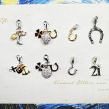 Lucky 925 Silver Pendant Horse shoe Boot Clover Heart Charm Jewelry