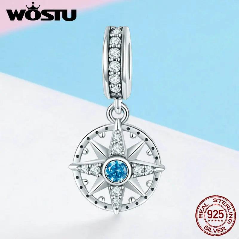 925 Sterling Silver Compass Charm for DIY Crystal Jewelry