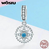 925 Sterling Silver Compass Charm for DIY Crystal Jewelry