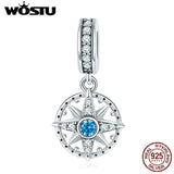 925 Sterling Silver Compass Charm for DIY Crystal Jewelry