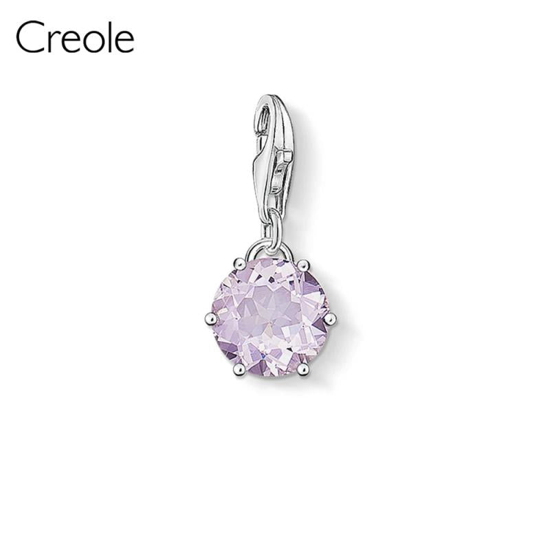 Colorful Crystal Charm Pendant, 925 Sterling Silver Birthday Gift