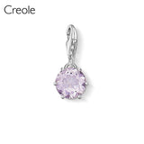 Colorful Crystal Charm Pendant, 925 Sterling Silver Birthday Gift