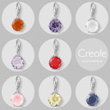 Colorful Crystal Charm Pendant, 925 Sterling Silver Birthday Gift