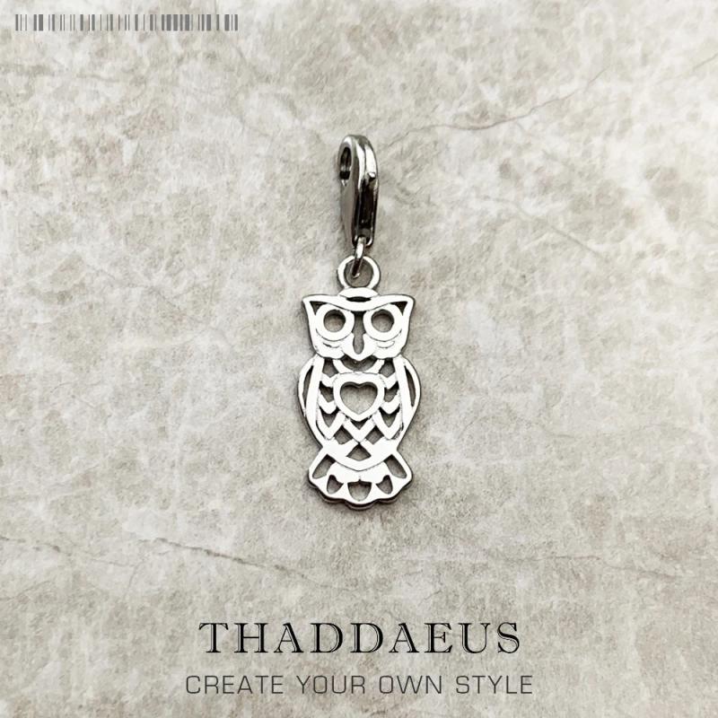 Elegant Owl Dangle Charm 925 Sterling Silver Pendant