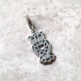 Elegant Owl Dangle Charm 925 Sterling Silver Pendant