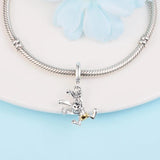 Valentine 100th Anniversary Rabbit Dangle Bead 925 Silver DIY Fits