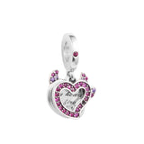 Valentine Devil Heart Double Dangle Bead 925 Silver DIY for Bracelets