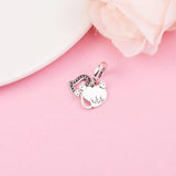 Valentine Devil Heart Double Dangle Bead 925 Silver DIY for Bracelets