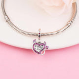 Valentine Devil Heart Double Dangle Bead 925 Silver DIY for Bracelets