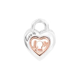 Valentine 2-tone Padlock Heart Bead 925 Silver DIY Fits European Bracelets