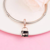 Valentine Love Padlock Dangle Bead 925 Silver DIY Charm Bracelets