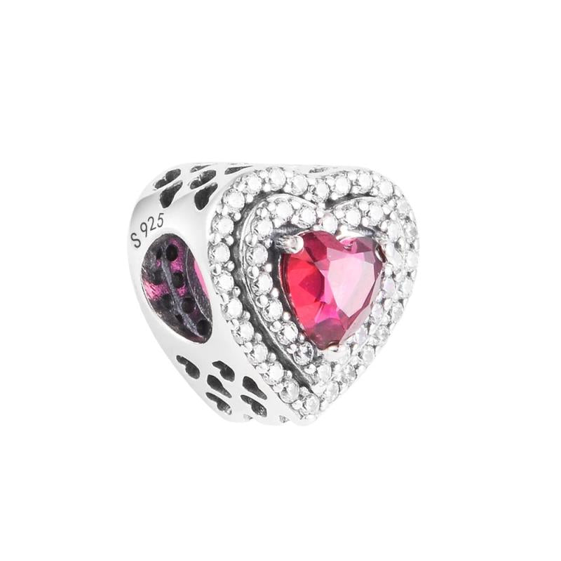 Valentine Heart Bead 925 Silver For Charm Bracelets