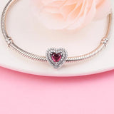 Valentine Heart Bead 925 Silver For Charm Bracelets