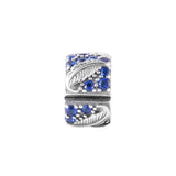 Spring Curved Feather & Pave Clip Charm Bead 925 Silver DIY