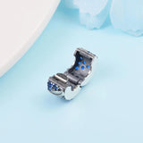 Spring Curved Feather & Pave Clip Charm Bead 925 Silver DIY
