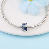 Spring Curved Feather & Pave Clip Charm Bead 925 Silver DIY
