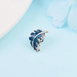 Spring Curved Feather Charm Bead 925 Silver DIY Fits for European Bracelet