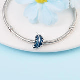 Spring Curved Feather Charm Bead 925 Silver DIY Fits for European Bracelet