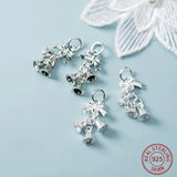 S925 Silver Bowknot Christmas Bell Tassel Charms Marcasite Jewelry Findings