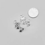 S925 Silver Bowknot Christmas Bell Tassel Charms Marcasite Jewelry Findings