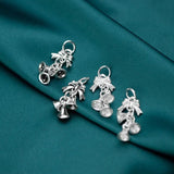S925 Silver Bowknot Christmas Bell Tassel Charms Marcasite Jewelry Findings