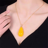Natural Amber Pendant Necklace Jewelry For Woman Man Healing Beauty Luck Gift
