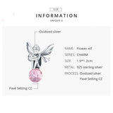 925 Sterling Silver Zircon Elf Charms Flower Pendant