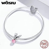 925 Sterling Silver Zircon Elf Charms Flower Pendant