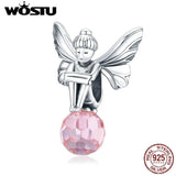 925 Sterling Silver Zircon Elf Charms Flower Pendant