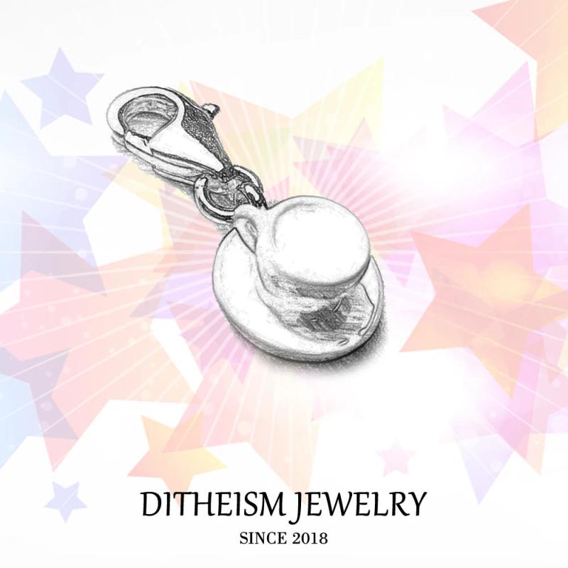 Coffee Cup Charm Pendant 925 Sterling Silver Gift For Women Men