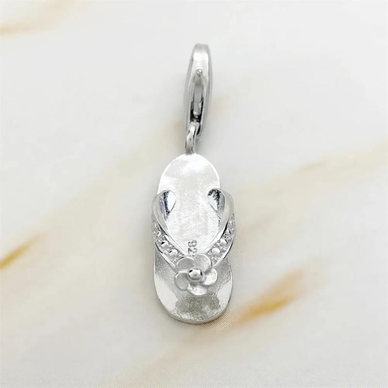 925 Sterling Silver Flip Flop Pendant Charm Sweet Gift For Women Girls