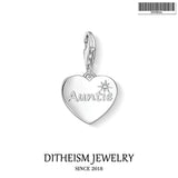 AUNTIE Heart Charm Pendant, Sterling Silver Gift For Women
