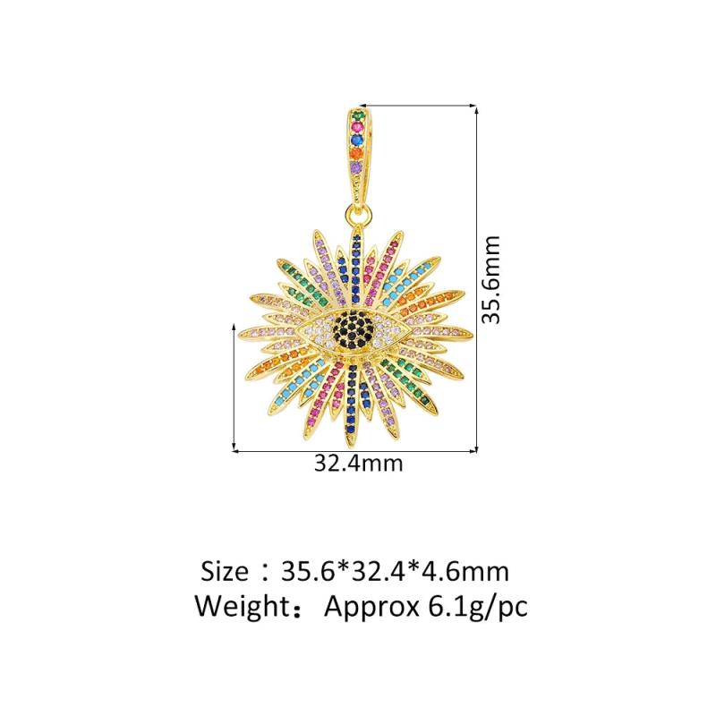Daisy Eyes Colorful Copper Inlaid Diamond Pendant Necklace