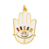 Colorful Enamel Oil Dripping Retro Palm Evil Eye Pendant Necklace