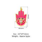 Colorful Enamel Oil Dripping Retro Palm Evil Eye Pendant Necklace