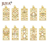 Colorful Zircon Copper Square Pendant Necklace Jewelry