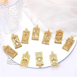 Colorful Zircon Copper Square Pendant Necklace Jewelry