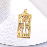 Colorful Zircon Copper Square Pendant Necklace Jewelry