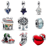 Celestial Shooting Star Heart Dangle Charms 925 Sterling Silver
