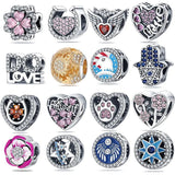 Celestial Shooting Star Heart Dangle Charms 925 Sterling Silver
