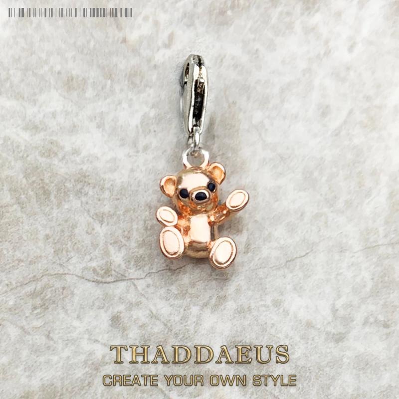 925 Silver Teddy Bear Charm Pendant Rose Jewelry Findings