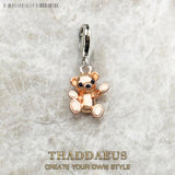 925 Silver Teddy Bear Charm Pendant Rose Jewelry Findings
