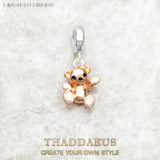 925 Silver Teddy Bear Charm Pendant Rose Jewelry Findings