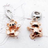 925 Silver Teddy Bear Charm Pendant Rose Jewelry Findings