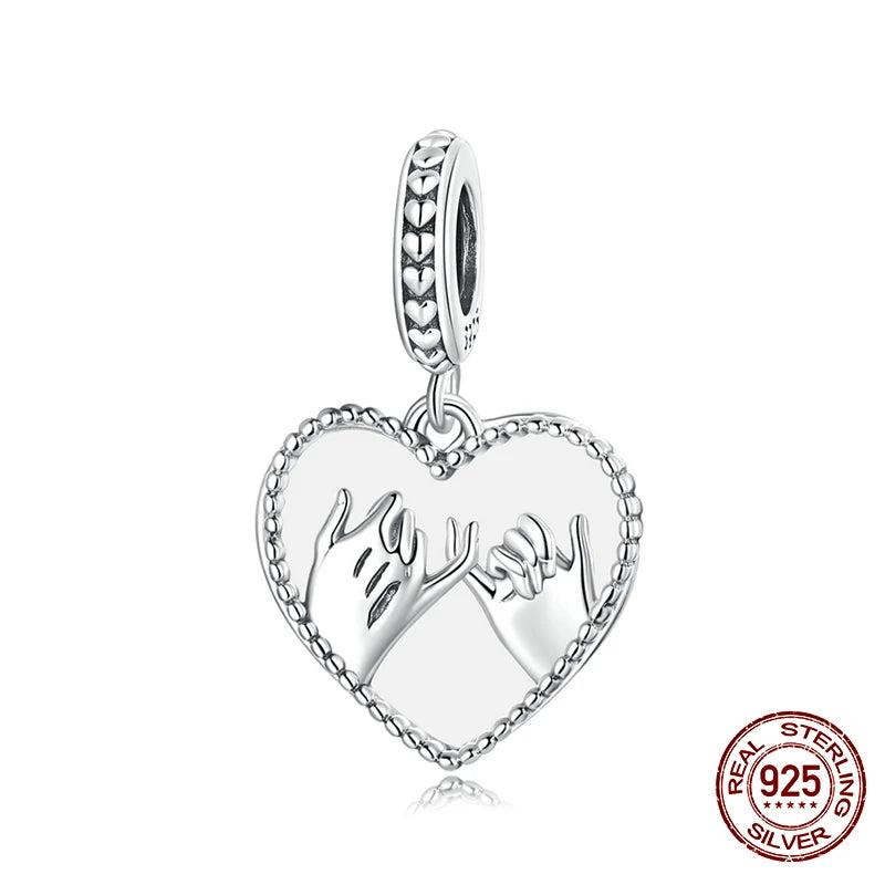 925 Silver Heart Finger Hook Charms Pendent DIY Jewelry