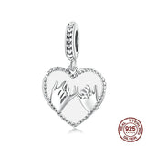 925 Silver Heart Finger Hook Charms Pendent DIY Jewelry