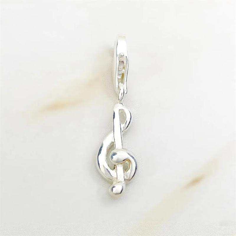 Sterling Silver Treble Clef Angel Charm Pendant