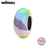 925 Sterling Silver Rainbow Lucky Spacer Silicone Pendant Charm Beads