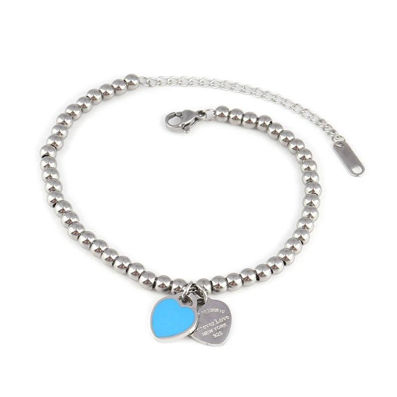 Heart Pendant Stainless Steel Bracelet for Women